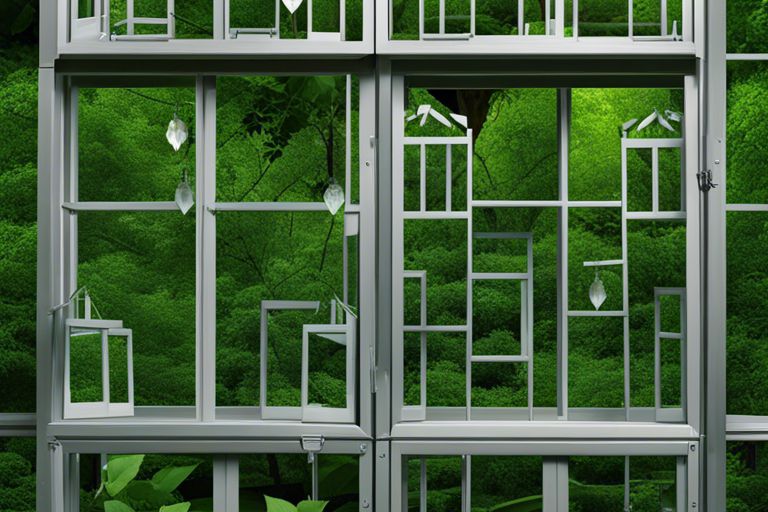 An image of a window in a green forest.