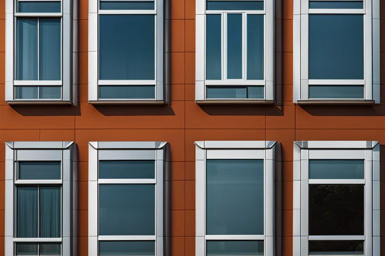 A row of windows on a building.